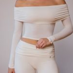 Sheer Off-Shoulder Long-Sleeve Top in Soft White - Image 4