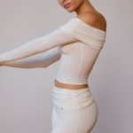 Sheer Off-Shoulder Long-Sleeve Top in Soft White - Image 7