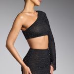 Embellished One Shoulder Top in Black - Image 6