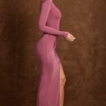 Asymmetric Draped Maxi Dress in Dark Rose - Image 4