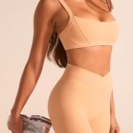 Soft Active Contrast-Trim Sports Bra in Peach - Image 5