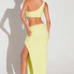 Embellished Side Split Maxi Skirt in Lime Green - Image 2