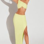 Embellished Side Split Maxi Skirt in Lime Green - Image 6