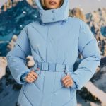 Oversized Quilted Hooded Ski Jacket in Ice Blue