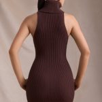 Ribbed-Knit Turtleneck Mini Dress in Espresso - Image 3