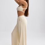 Tall Terry Towelling Wide-Leg Joggers in Cream - Image 3