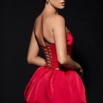 Bubble Hem Micro Mini Skirt in Fire Red - Image 2