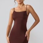 Slinky Jersey Open Back Mini Dress in Espresso - Image 5