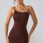 Slinky Jersey Open Back Mini Dress in Espresso - Image 8
