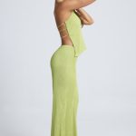 High-Waist Wide-Leg Trousers in Olive Green - Image 3