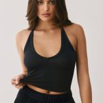 Modal Rib V Neck Tank Top in Onyx - Image 5