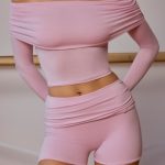 Fold-Over Mini Shorts in Soft Pink - Image 4