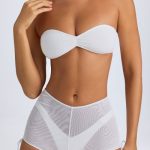 Sheer Ruched Mini Shorts in White - Image 2