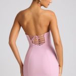 Strapless A-Line Mini Dress in Soft Pink - Image 2