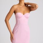 Strapless A-Line Mini Dress in Soft Pink - Image 6