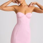 Strapless A-Line Mini Dress in Soft Pink - Image 7