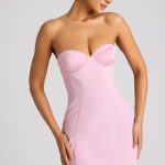 Strapless A-Line Mini Dress in Soft Pink - Image 9