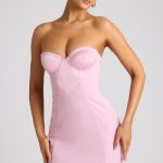 Strapless A-Line Mini Dress in Soft Pink - Image 10