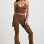 Chunky Knit Kick Flare Trousers in Espresso - Image 7