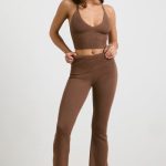 Chunky Knit Kick Flare Trousers in Espresso - Image 9