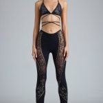 Petite Embellished Mid-Rise Flared Trousers in Black - Image 3