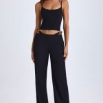 Tall Belted Cut-Out Wide-Leg Trousers in Black - Image 8
