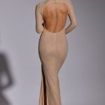 Embellished Long Sleeve Evening Gown in Gold - Image 2