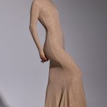 Embellished Long Sleeve Evening Gown in Gold - Image 3