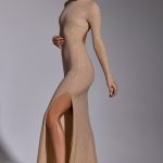 Embellished Long Sleeve Evening Gown in Gold - Image 10