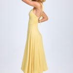 Sweetheart-Neck Ruched Midaxi Dress in Pastel Yellow - Image 4