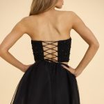Strapless Corset Crop Top in Black - Image 2