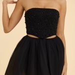 Strapless Corset Crop Top in Black - Image 4