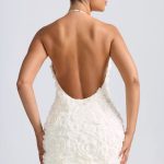 Floral-Appliqu?? Halterneck A-Line Mini Dress in White - Image 2