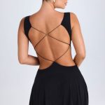 Plunge Cut-Out Mini Dress in Black - Image 2