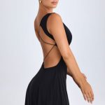 Plunge Cut-Out Mini Dress in Black - Image 3