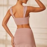 Drawstring Asymmetric Mini Skirt in Mauve - Image 2