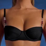 Bead-Embellished Underwired Balconette Bikini Top in Black - Image 5