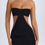 Bandeau Cut-Out Mini Dress in Black - Image 5