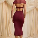 Slinky Jersey Open-Back Midaxi Dress in Wine Red - Image 2