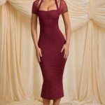 Slinky Jersey Open-Back Midaxi Dress in Wine Red - Image 7