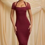 Slinky Jersey Open-Back Midaxi Dress in Wine Red - Image 8
