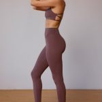 Cross-Back Sports Bra in Taupe Brown - Image 3