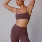 Cross-Back Sports Bra in Taupe Brown - Image 7