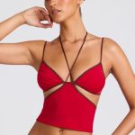 Contrast Binding Cami Top in Fire Red - Image 5