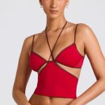 Contrast Binding Cami Top in Fire Red - Image 6