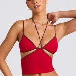 Contrast Binding Cami Top in Fire Red - Image 7