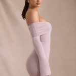 Modal-Cashmere Blend Off-Shoulder Ruched Mini Dress in Taupe - Image 4