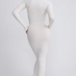Ribbed Modal Long Sleeve Maxi Dress in White - Image 2