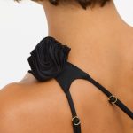 Slinky Jersey Rose Detail Asymmetric Top in Black - Image 4