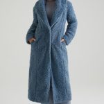 Long Shearling Coat in Blue - Image 9